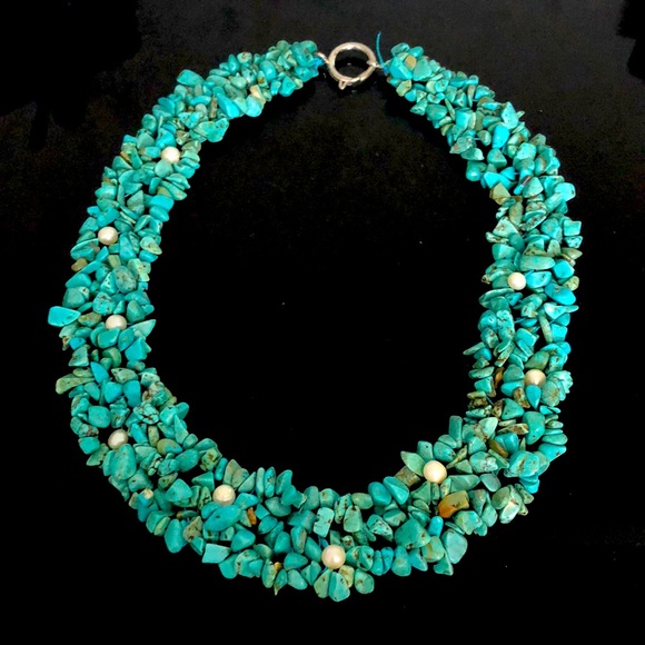 Jewelry - NEW Natural Turquoise and Pearls Choker